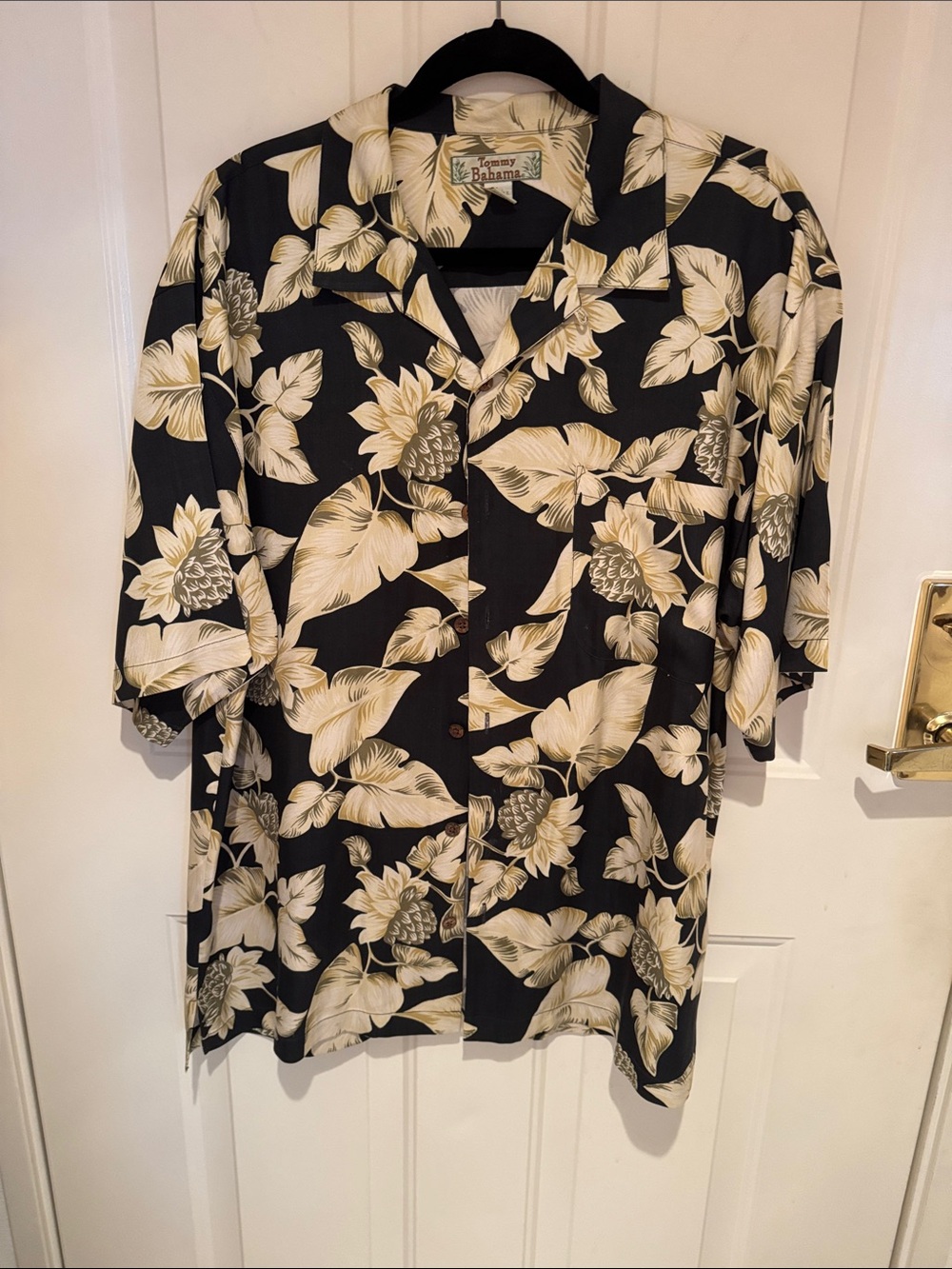 Tommy Bahama Black and Cream Tropical Camp Shirt